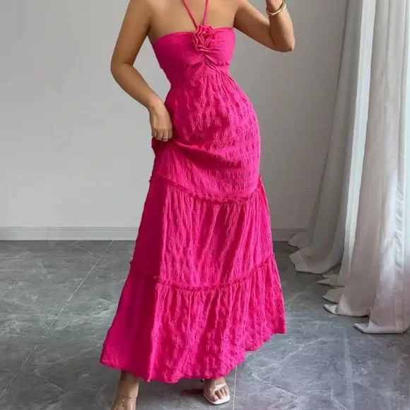 SHEIN Strapless Pink Maxi Dress - Picture 1 of 4